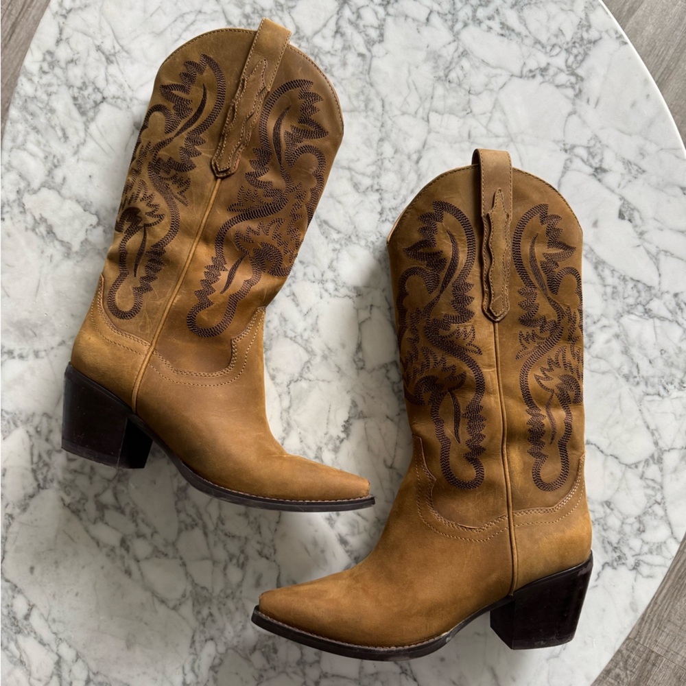 Jeffrey Campbell Brown Dagget Western Cowboy Boots
